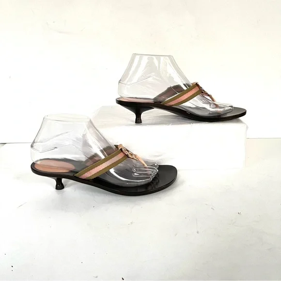 Gucci logo GG pink beige sandals  7.5 - Picture 10 of 15